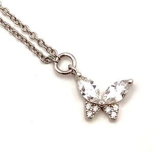 Signed IBB 925 Butterfly Anklet CZ Small Silver Charm Pendant Dainty Box Chain